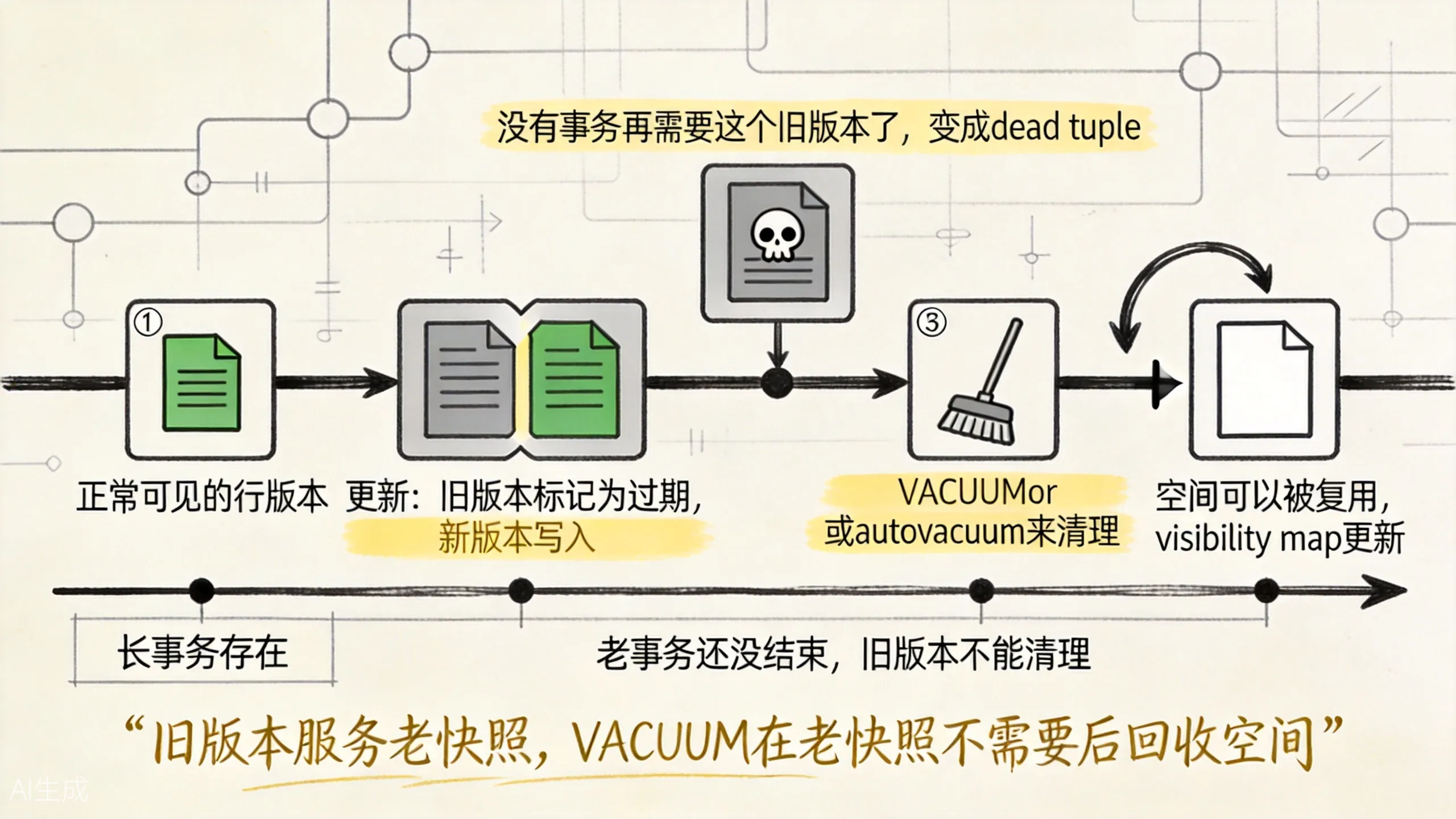 PostgreSQL VACUUM 清理 dead tuple 的生命周期