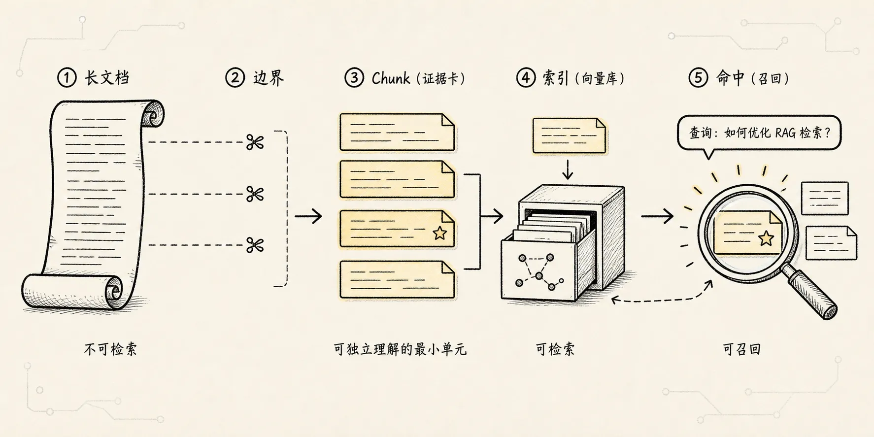 分块技术 手绘图 1：Chunk 是检索知识的抓手