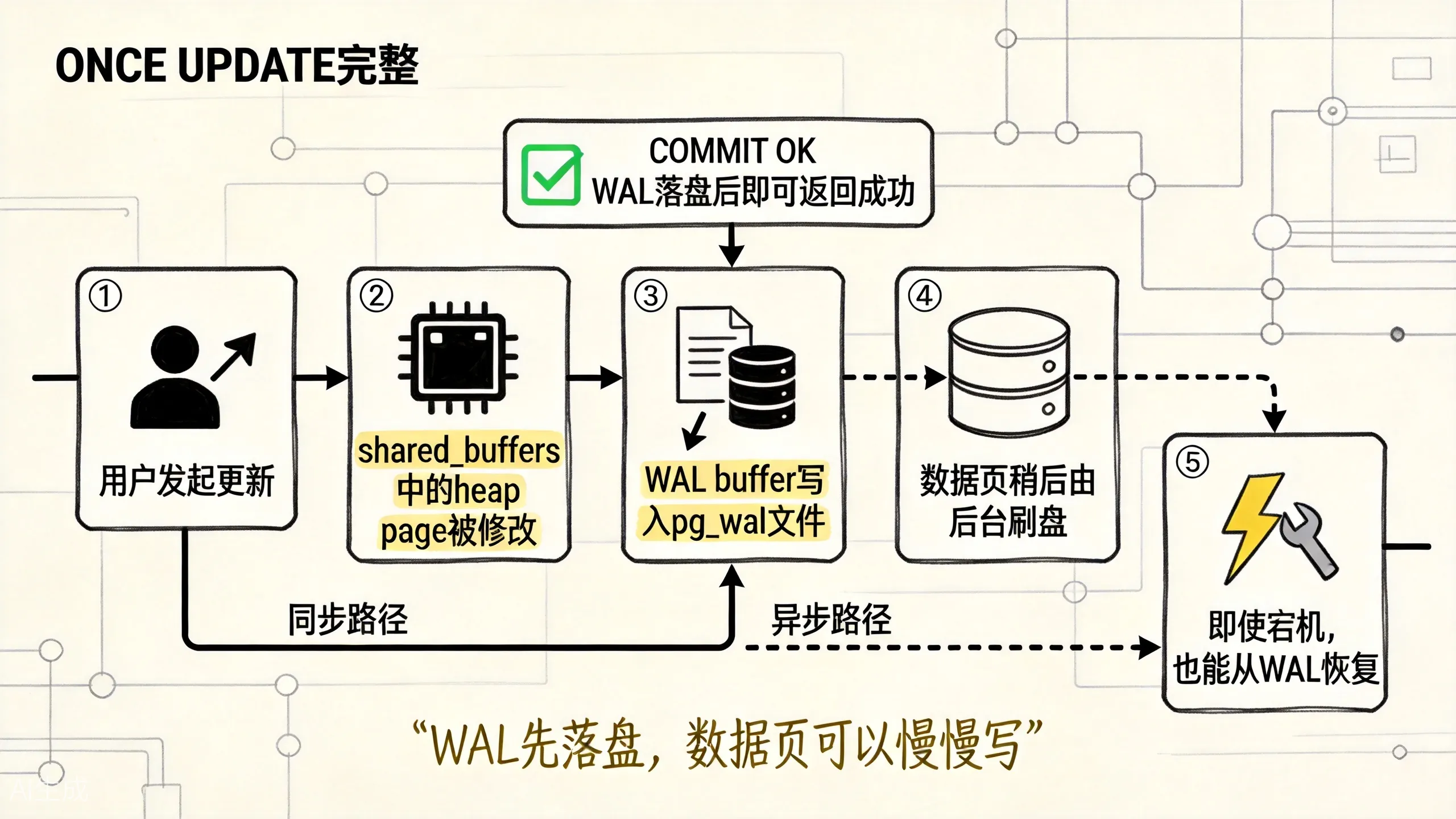 PostgreSQL WAL 先写日志再刷数据页