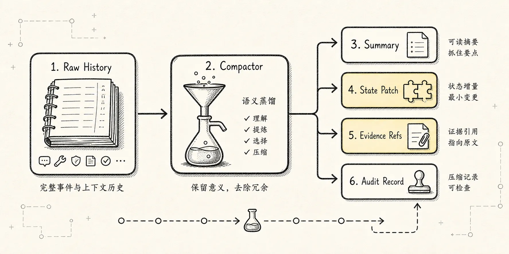 Context Manager 新范式：Agent 的注意力操作系统 - 七、Compaction：做语义蒸馏，别只缩短文本