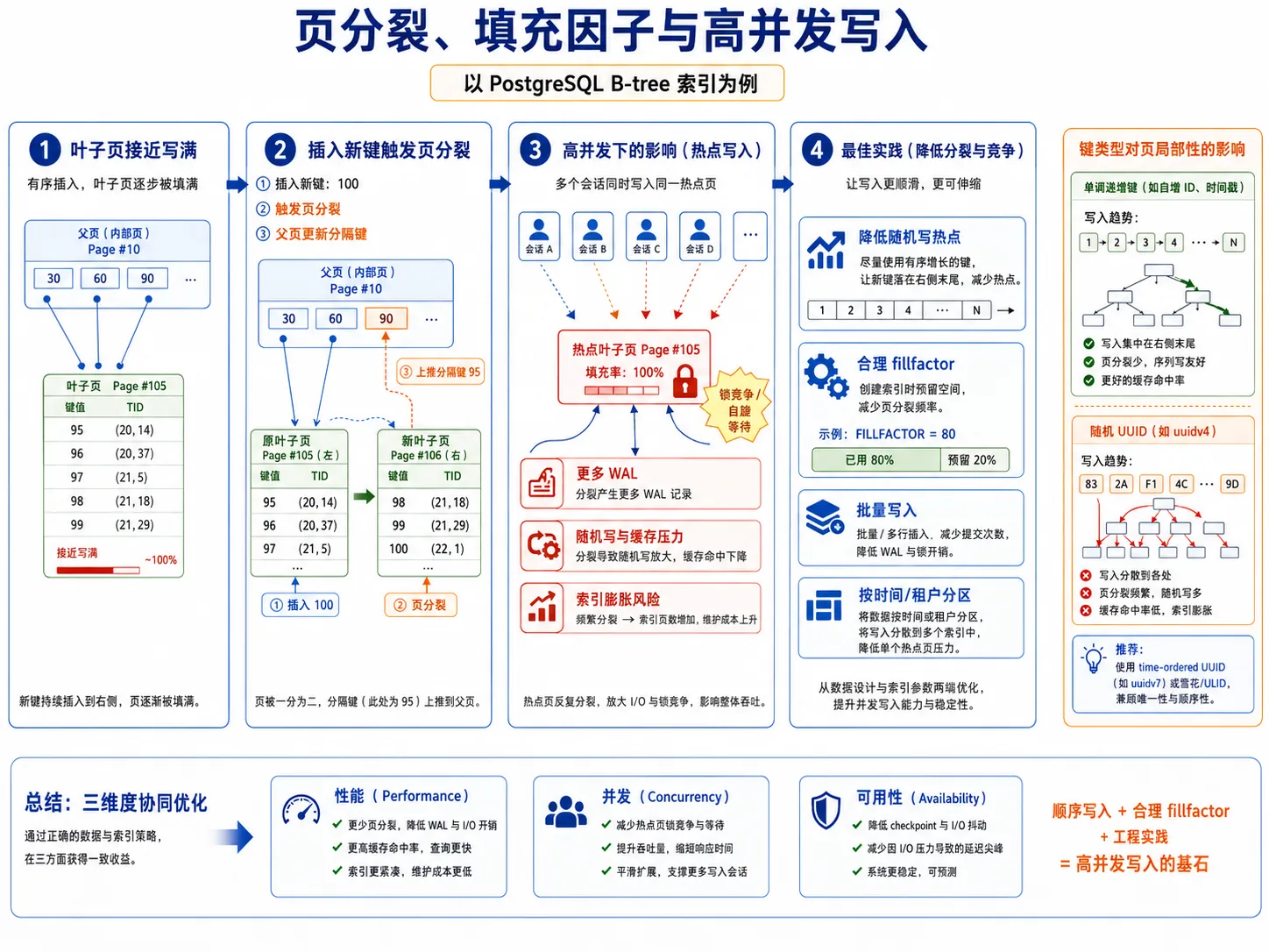 页分裂、填充因子与高并发写入
