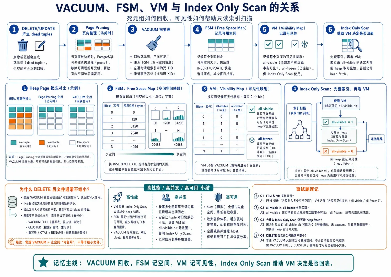 PostgreSQL VACUUM、FSM、VM 与 Index Only Scan 的关系